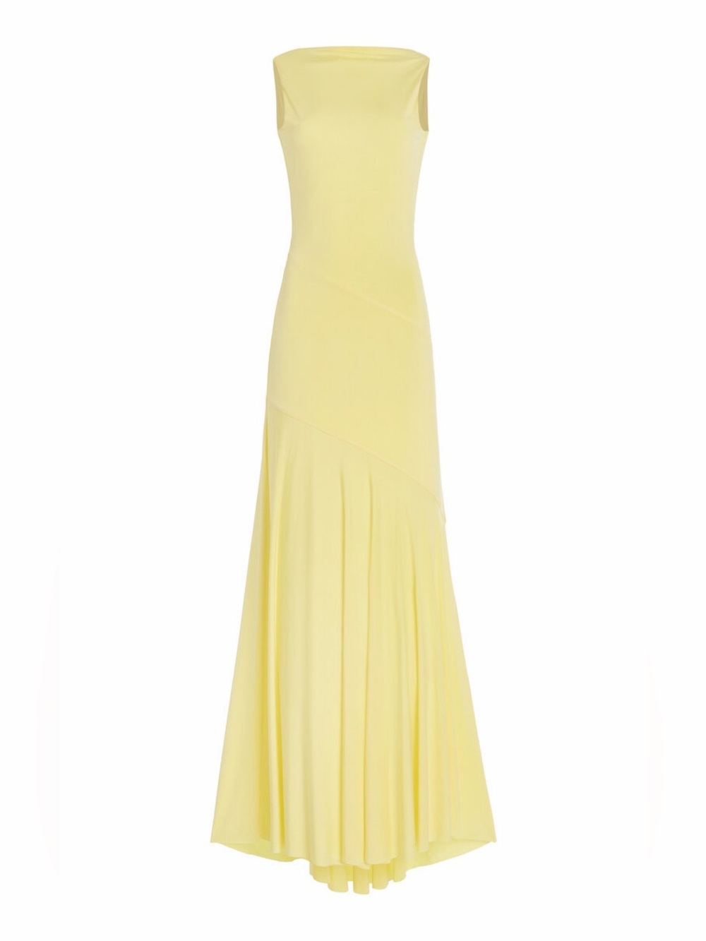 SIEDRES Pale Yellow Sleeveless Open Back Maxi Stretch Dress